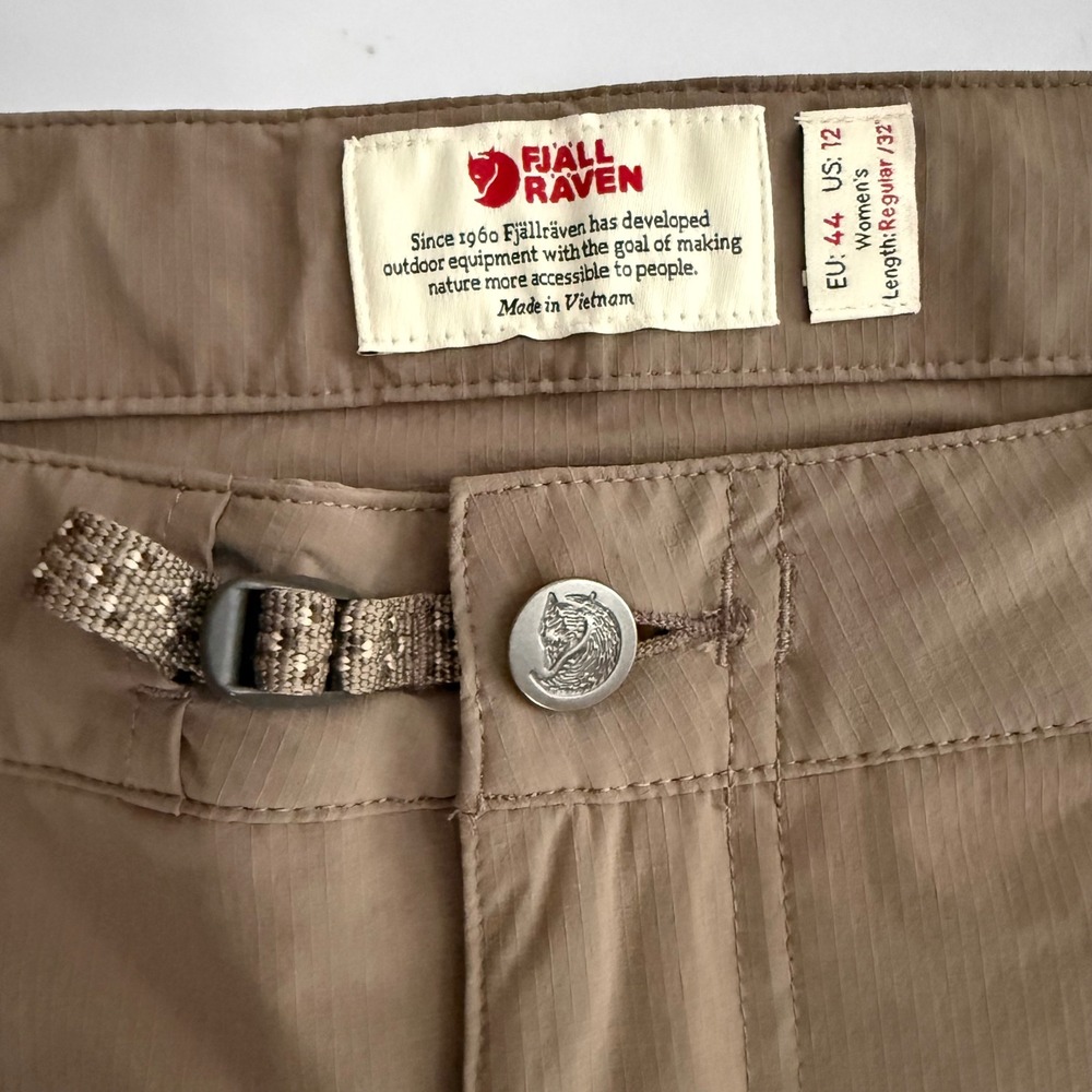 Fjallraven High Coast Trail Trousers W Tan Khaki Hiking Pants 87091 Womens 12/32 - Picture 3 of 16